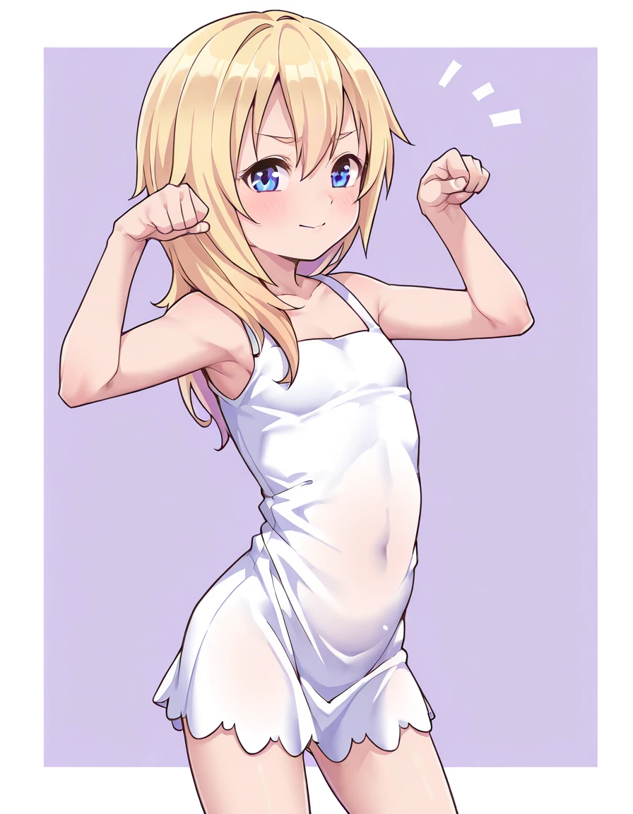 1girl, solo, Namine, blond hair, long hair, white dress, kanabun, <lora:Kanabun_V2:0.6>, , cute pose, <lora:Namine:1>