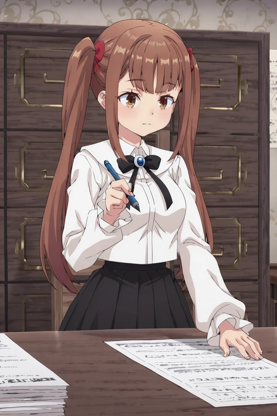 detailed background, shiny skin, posing,
<lora:guilmas.il:1>,
guilmas,
laila,
clothed girl,
desk, holding pen, paper, working,