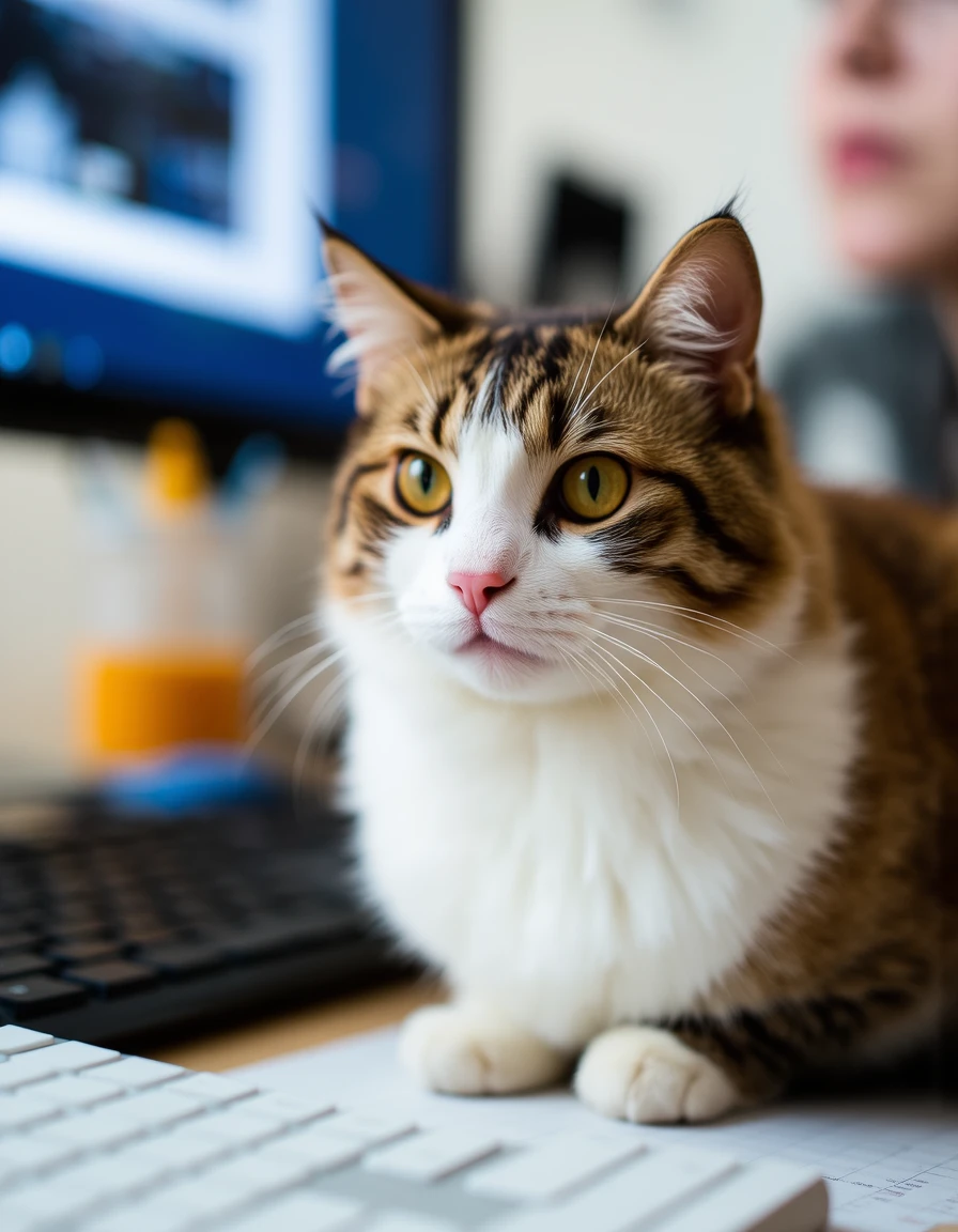 Cat on computer