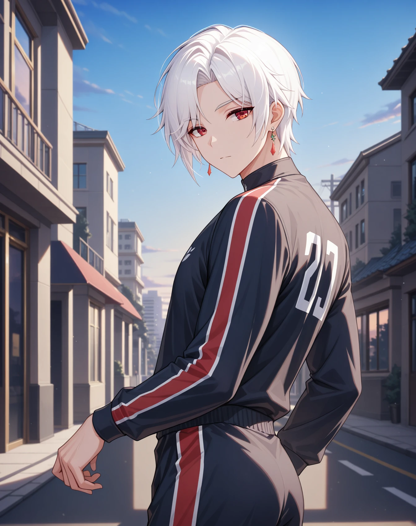 shota, , white hair, boy, nsfw, penis, solo, high resolution, Gym suit, <3, bare penis,