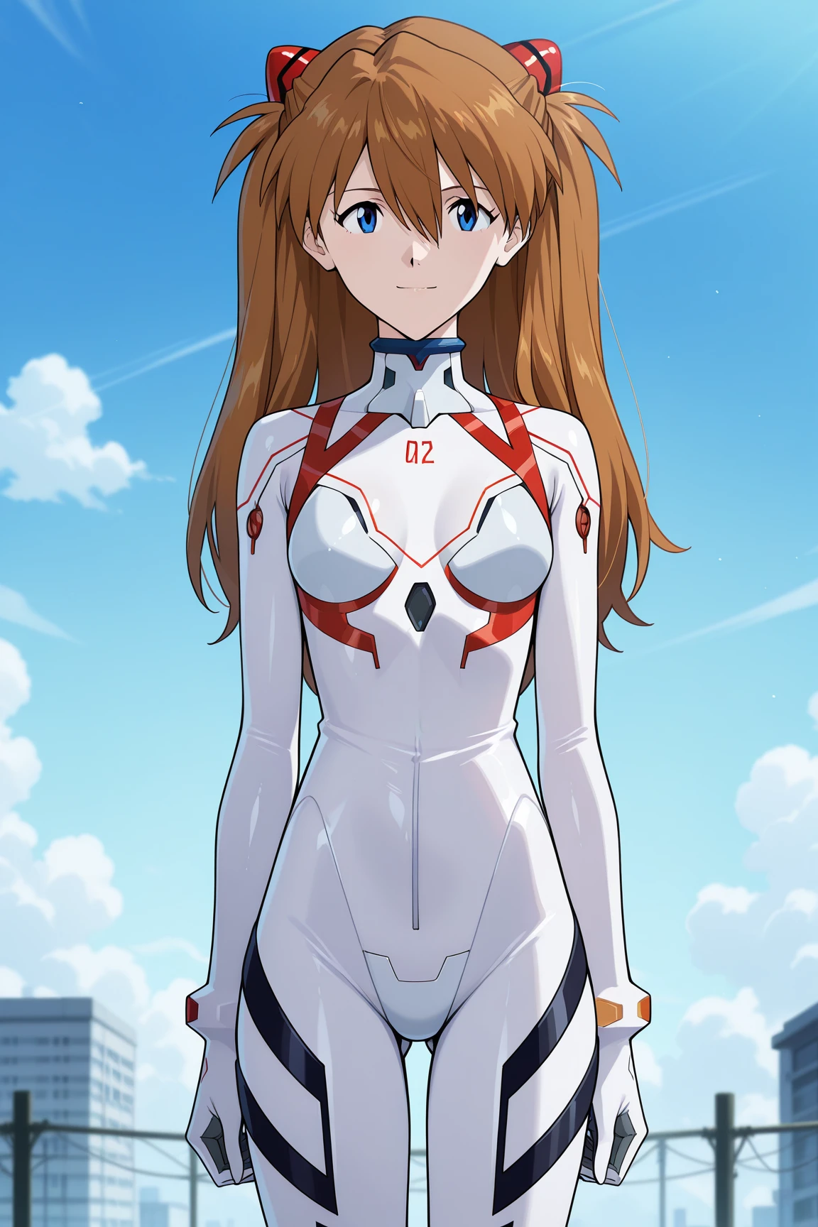 masterpiece, best quality, absurdres, highres, source anime, very aesthetic, very awa, BREAK, anime coloring, anime screencap,
<lora:asuka_rebuild_v2-illustrious:1>, 1girl, souryuu asuka langley, rebuild of evangelion, blue eyes, brown hair, interface headset,
BREAK, looking at viewer, light smile, standing,
BREAK, white plugsuit,