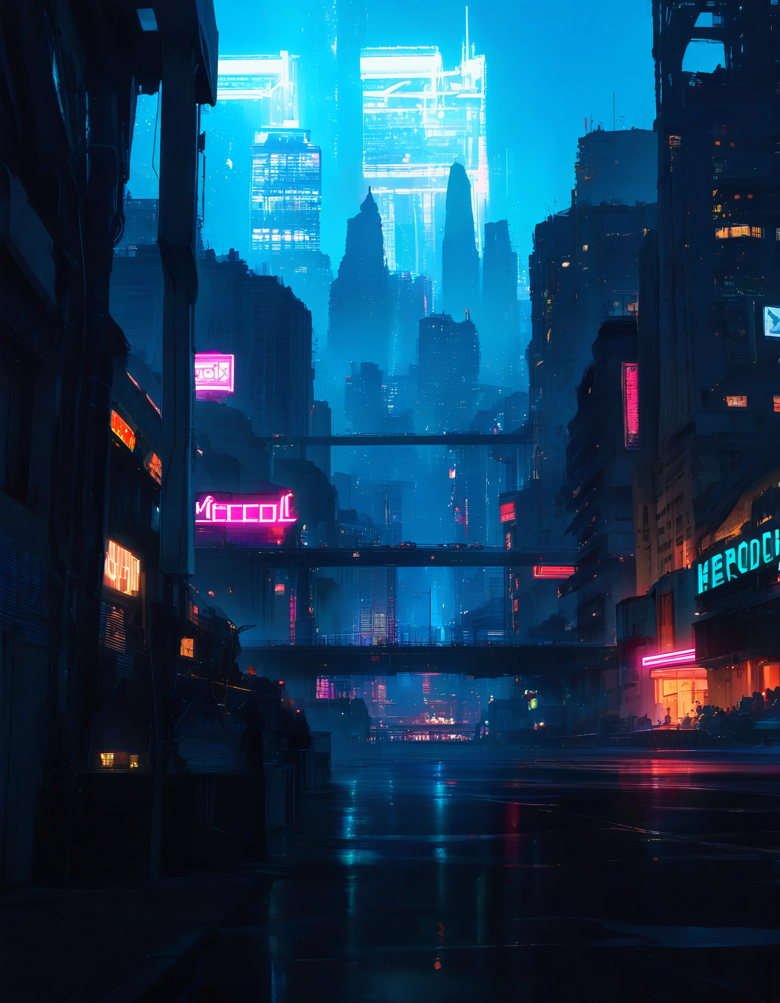 very awa, masterpiece, best quality, newest, absurdres, GitsHK95, scenery, no humans, cityscape, city, city lights, metropolis, neon lights, cyberpunk, science fiction