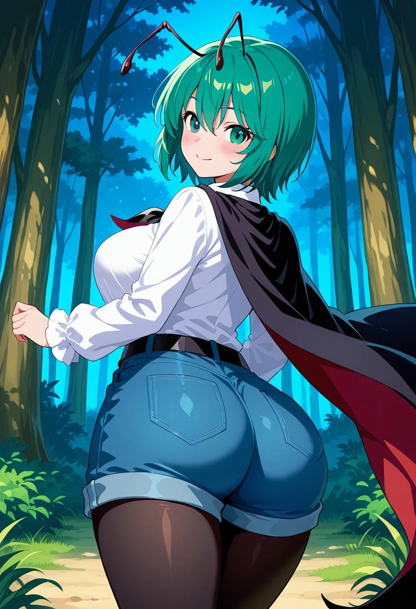 hdr, soft light, ((best quality)), ((masterpiece)), (detailed), remrin, (hair over one eye:1.1),big blue eyes, shy face,skinny fit,small breast,red chinese dress, park,trees,grass,rain, in middle,full body shot,showing wet panties, from behind, bend over,