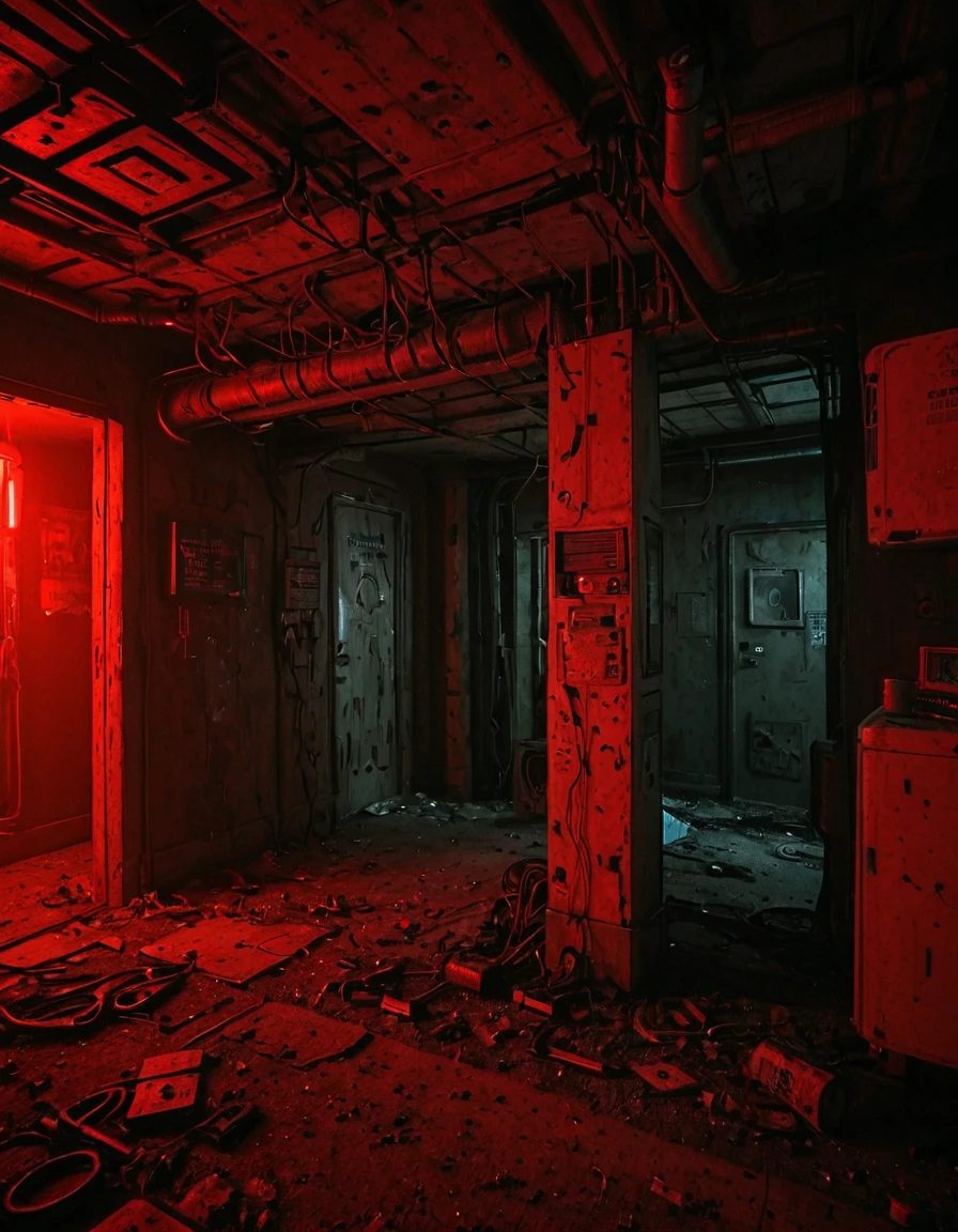 <lora:City_Worlds_02__Lost_-_Office:1> cw02lost, abandonned basement,