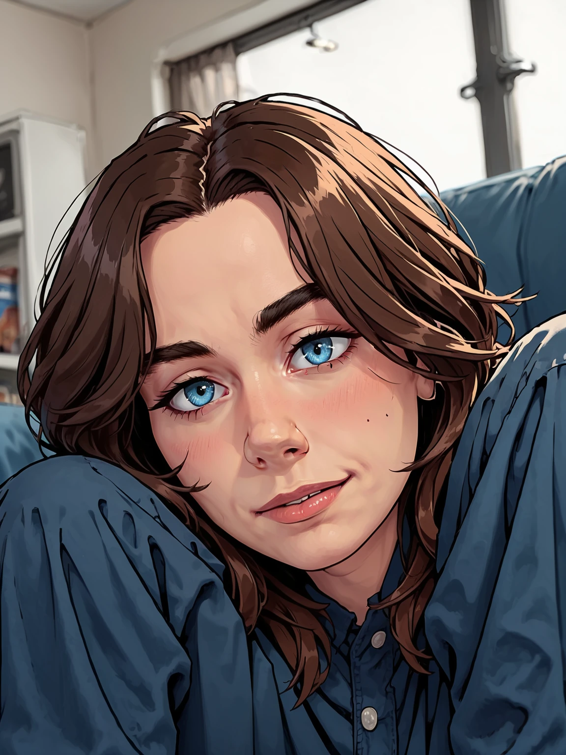 score_9, score_8_up, score_7_up, 1girl, solo, brown hair, blue eyes, <lora:Sarah_Desjardins_-_Pony:1> s_desjardins, close up