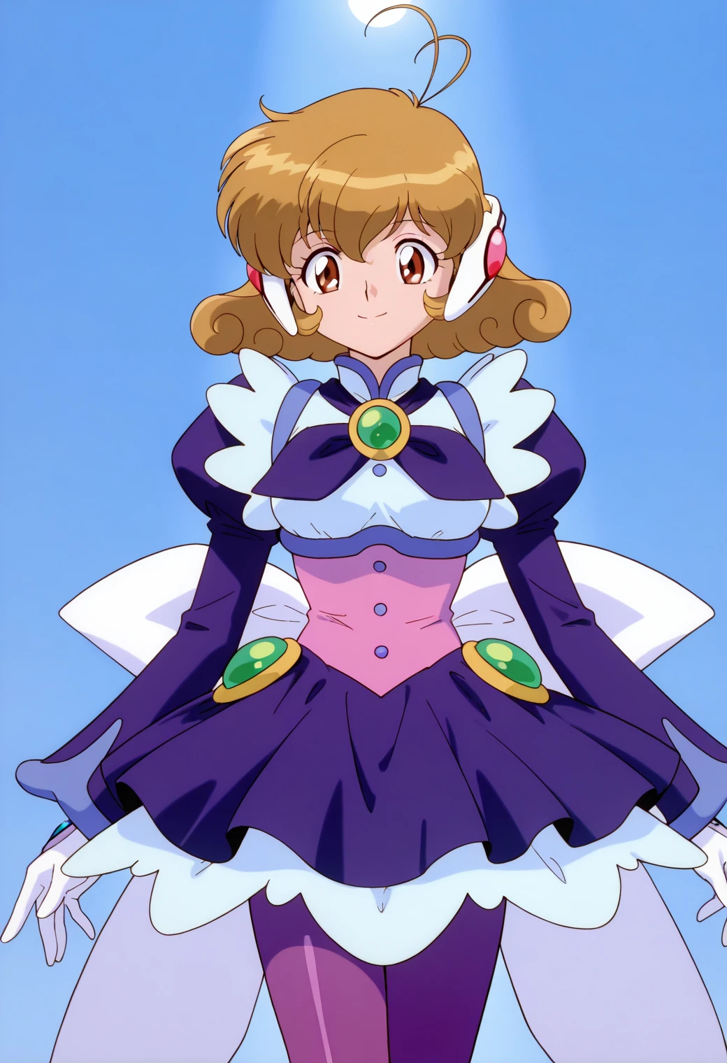 masterpiece, best quality, very aesthetic, absurdres, 1girl, solo,
<lora:corrector_yui_fairy_ai_v02:0.8>, corrector_yui, fairy_element_suit_ai, brown hair, short hair, antenna hair, curly hair, breasts,
magical girl, headphones, dress, long sleeves, puffy sleeves, brooch, bow, white gloves, skirt, purple pantyhose, posing, smile,