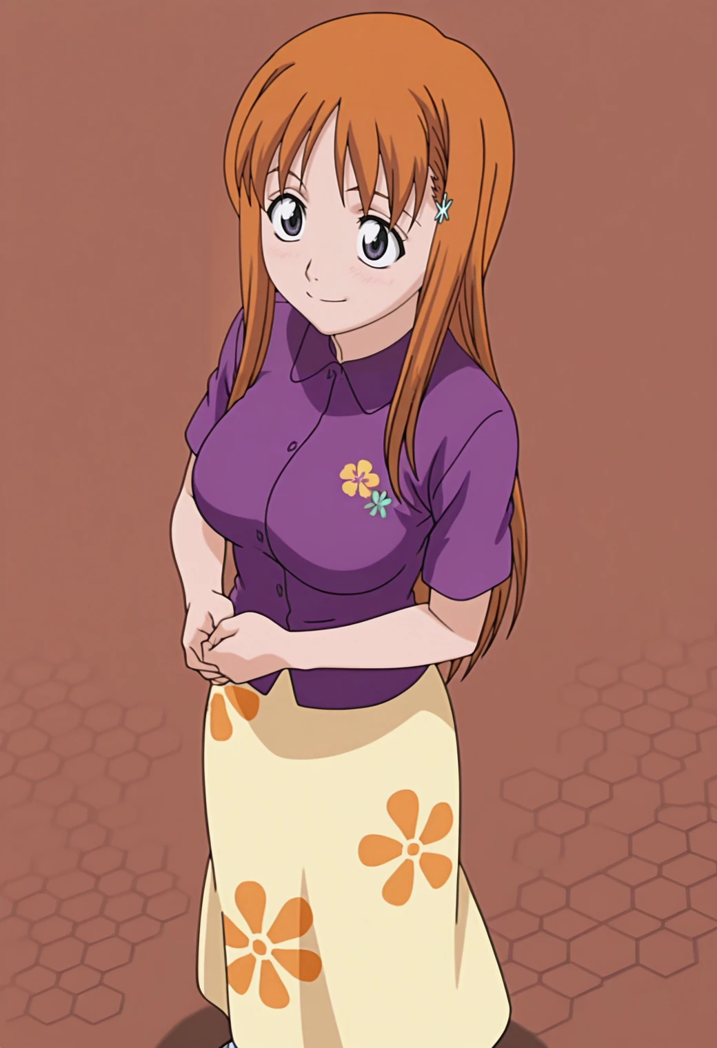 masterpiece, best quality, solo,1girl,looking at viewer, cowboy shot,anime style,
<lora: florashinobuV1:0.8>florashinobu, shiny hair, shiny skin, smile,