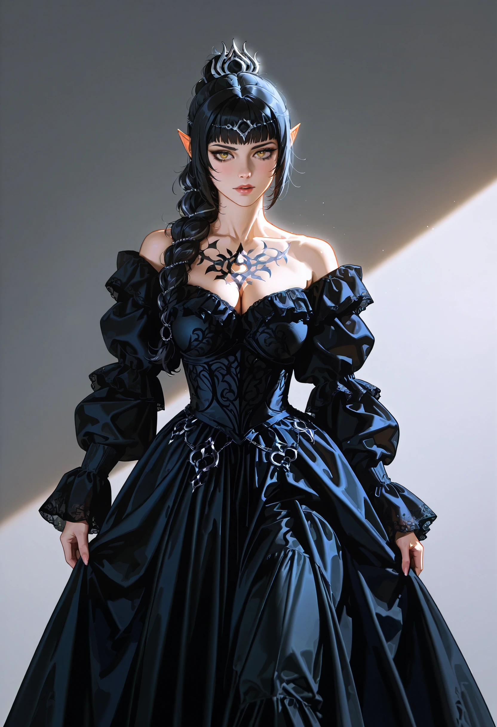 solo,1girl, black gown, shadowheart (baldur's gate),