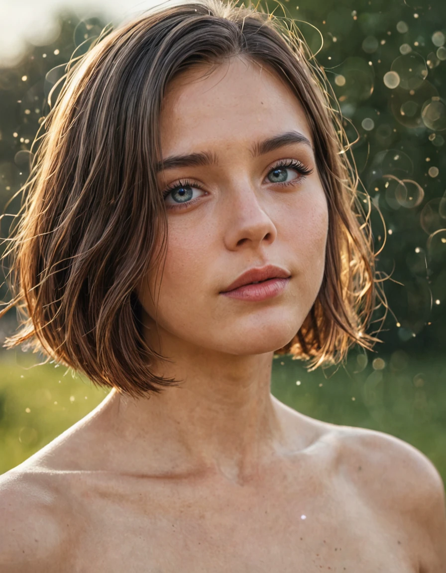 ((best quality)), ((masterpiece)), (detailed), perfect face Highest quality, (dramatic lighting:0.7), masterpiece, high angle shot, RAW photo of (pale 19 year old woman with short hair, looking up at the viewer), cute,  portrait, perfect face, alluring eyes, vivid detail, (highly detailed skin), freckles, sfw, (blue tint:0.6), (dirty:0.8), (bloody:0.7), key lighting, (backlighting:0.5), medium depth of field, photographed on a Canon 5D, 50mm lens, F/4 aperture, (hyperdetailed, intricate details), sharp focus, muted colors, 8k, absurdres, 8mm film grain, war photography, (naked body, a dirt detail : 0.4), (muddy forest ground, and forest background), naked, nudes, without clothes, full body potrait, perfect face, beauty face, pretty face