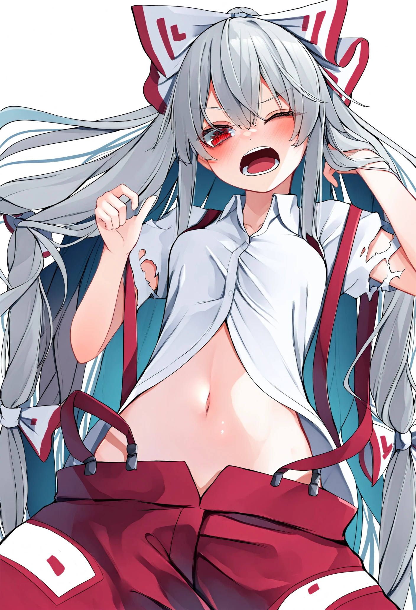 {{{}}}, fang, 1girl, silver hair, twin tail, (heterochromia,red eye, blue eye), {{{flat chest}}}, ((cheerleader)), bare nipples, bra aside, panties aside, Looking at Viewer, {{{vulgarity}}}, skyporn, sitting in locker room, From  above, Nipple Tweaking,  puffy nipples, nipples through, (spoken heart), (((cum in mouth, cum in pussy, cum on body, cum on breasts, cum on hair, excessive cum, pussy cum))), ((best quality)), spread legs, (((oral invitation))), (finger to mouth)