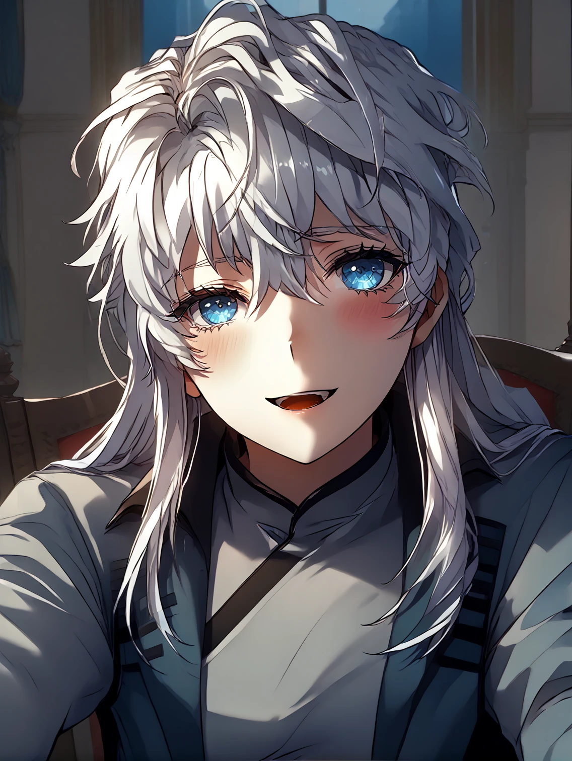 <lora:Icarus:1>
white hair, long hair, loose hair, blue eyes, <lora:!action-sdxl-V0.5:1>
score_9, score_8_up, score_7_up, score_6_up, source_anime, rating_explicit, 1girl, solo, smile, embarrassed, half-closed eyes, open mouth, mansion, indoors, looking at viewer, outstretched arms, pov, close-up, (head tilt:1.2) <lora:light:1> <lora:Eyes_High_Definition:1>