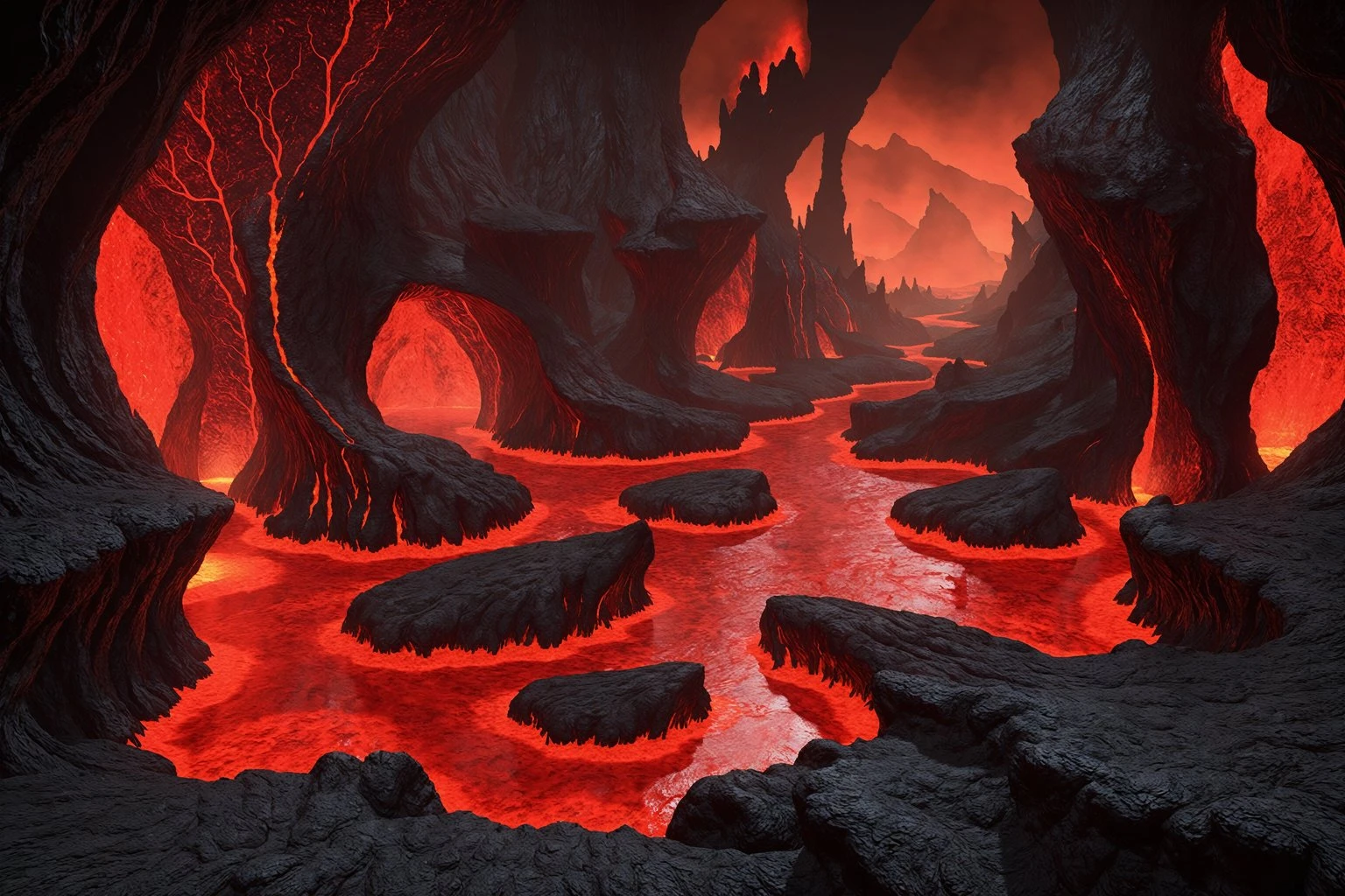 (masterpiece, best quality:1.5), absurdres, intricate details, 8k, , L0DBG, no humans, scenery, nature, volcanic, molton, cave, crystal, lava, (Red theme:1.1), volumetric lighting, perfect composition, highly detailed, extremely detailed landscape