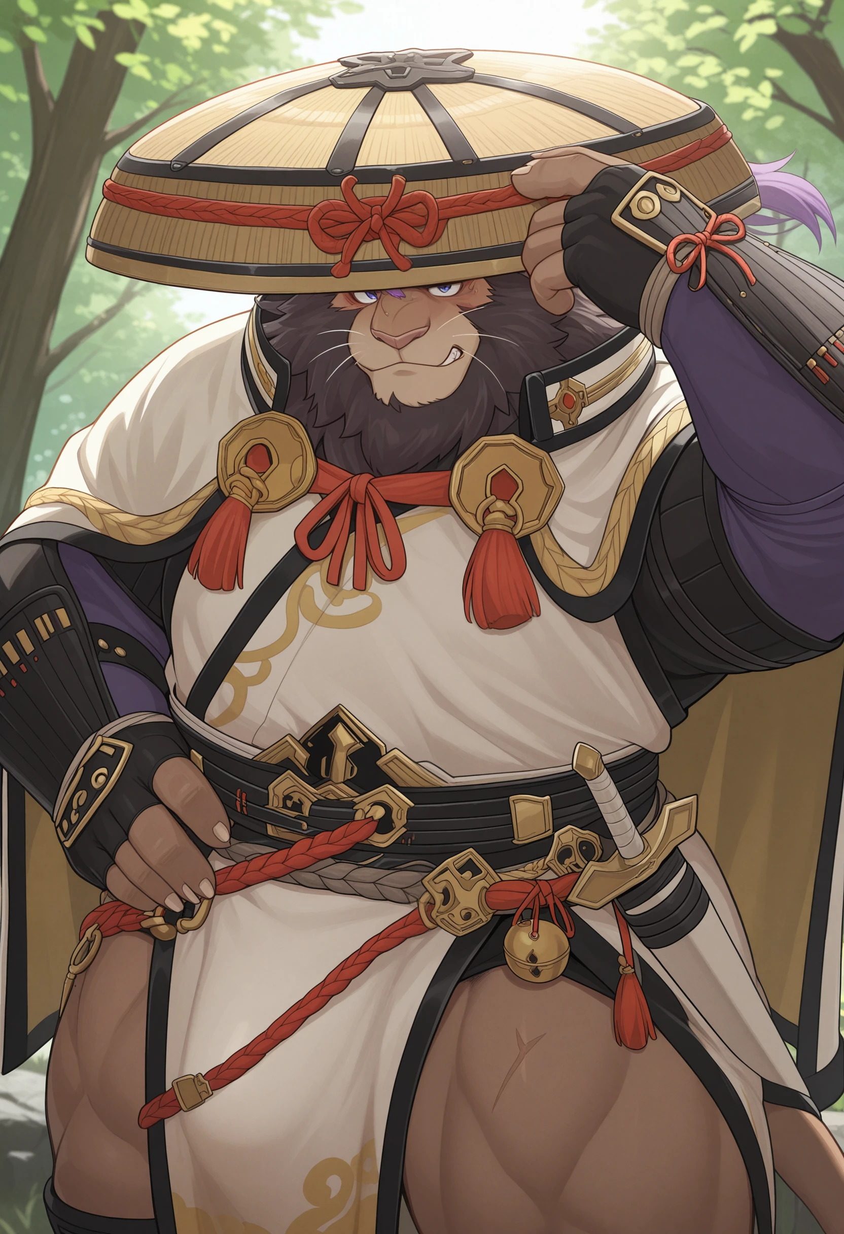 masterpiece, best quality, amazing quality, solo, 1boy, Toshu, swordsman spirit outfit, hat