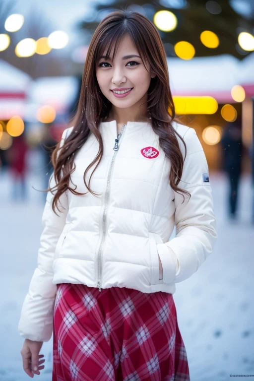 1girl,,(RAW photo, best quality), (realistic, photo-realistic:1.4), masterpiece, an extremely delicate and beautiful, extremely detailed, 2k wallpaper, Amazing, finely detail, extremely detailed CG unity 8k wallpaper, ultra-detailed, highres, soft light, beautiful detailed girl, extremely detailed eyes and face, beautiful detailed nose, beautiful detailed eyes,cinematic lighting,perfect anatomy,slender body
(at a park), (winter scenery),(snow park in the background), Sapporo Odori Park Winter Festival, festival lights (bokeh)
(wearing winter jacket) (long skirt)
<lora:chest size:-1>
<lora:kumadayokoV2_lora:0.8>,smiling