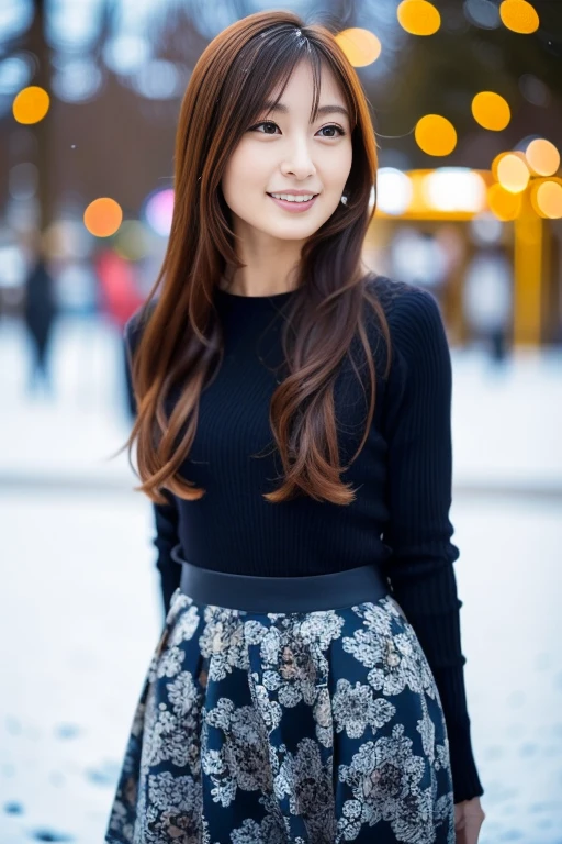 1girl,,(RAW photo, best quality), (realistic, photo-realistic:1.4), masterpiece, an extremely delicate and beautiful, extremely detailed, 2k wallpaper, Amazing, finely detail, extremely detailed CG unity 8k wallpaper, ultra-detailed, highres, soft light, beautiful detailed girl, extremely detailed eyes and face, beautiful detailed nose, beautiful detailed eyes,cinematic lighting,perfect anatomy,slender body
(at a park), (winter scenery),(snow park in the background), Sapporo Odori Park Winter Festival, festival lights (bokeh)
(wearing a dress)(skirt)
<lora:chest size:-1>
<lora:kumadayokoV2_lora:0.8>,smiling