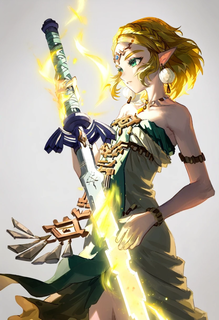 1girl, twilek, green eyes, (orange skinned), medium breasts, slavekini, pelvic curtain, looking at viewer, standing, auction block, defiant, lightsaber