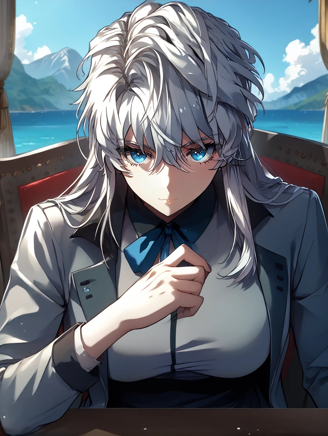 <lora:Icarus:1>
white hair, long hair, loose hair, blue eyes, <lora:!action-sdxl-V0.5:1>
zPDXL3, score_9_up, score_8_up, score_7_up, (Anime_source),Masterpiece,(perfect female body:1.2), small waist, (incredibly detailed:1.4), 1 girl, slim, beautiful fingers, beautiful white skin, Beautiful clear skin, (large breasts:1.4), ((looking at viewer)), big breasts, ass, perfect ass, sitting, from below, looking down <lora:light:1> <lora:Eyes_High_Definition:1>