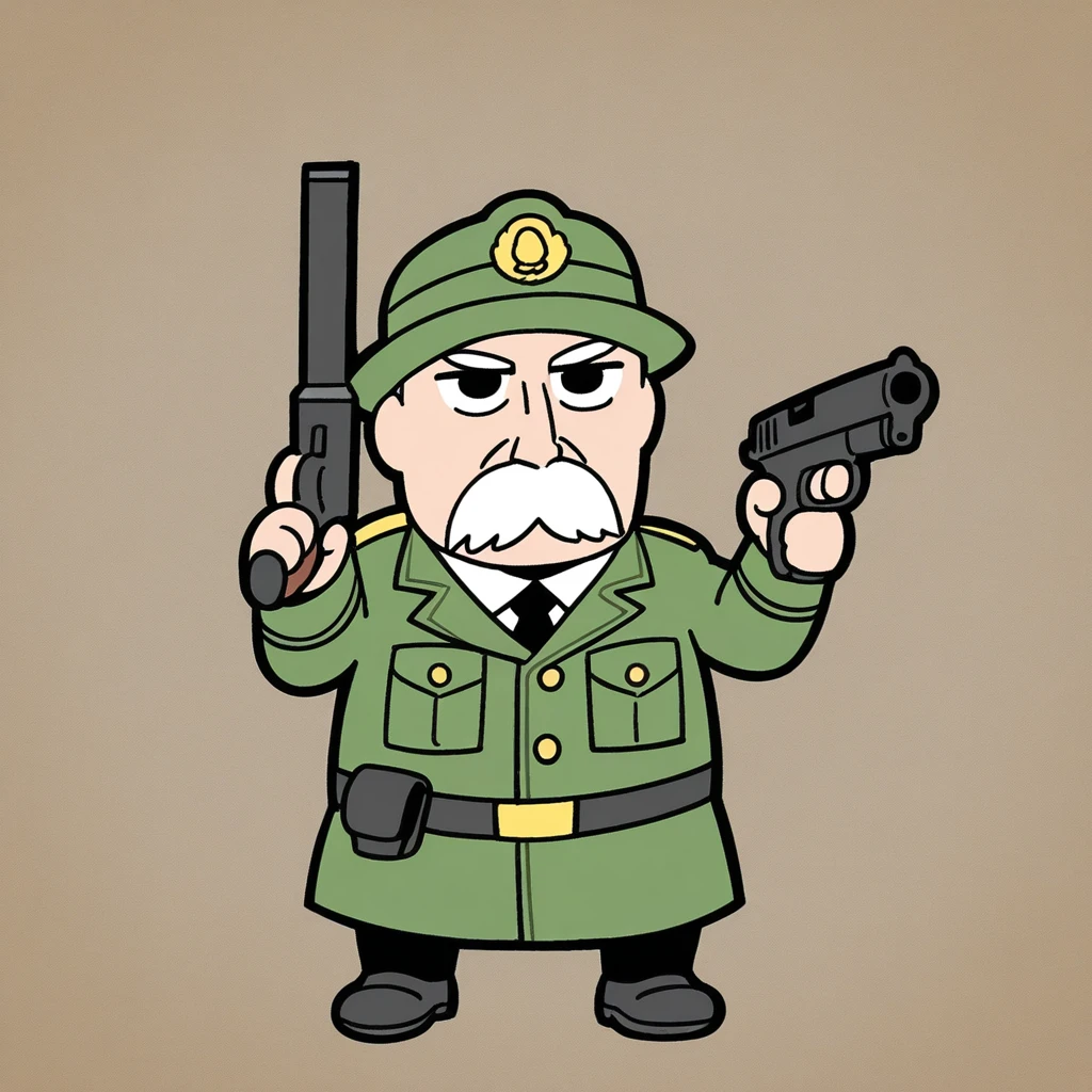 1boy, solo, old man, gun, military uniform, pointing gun,

bkub,

masterpiece, best quality