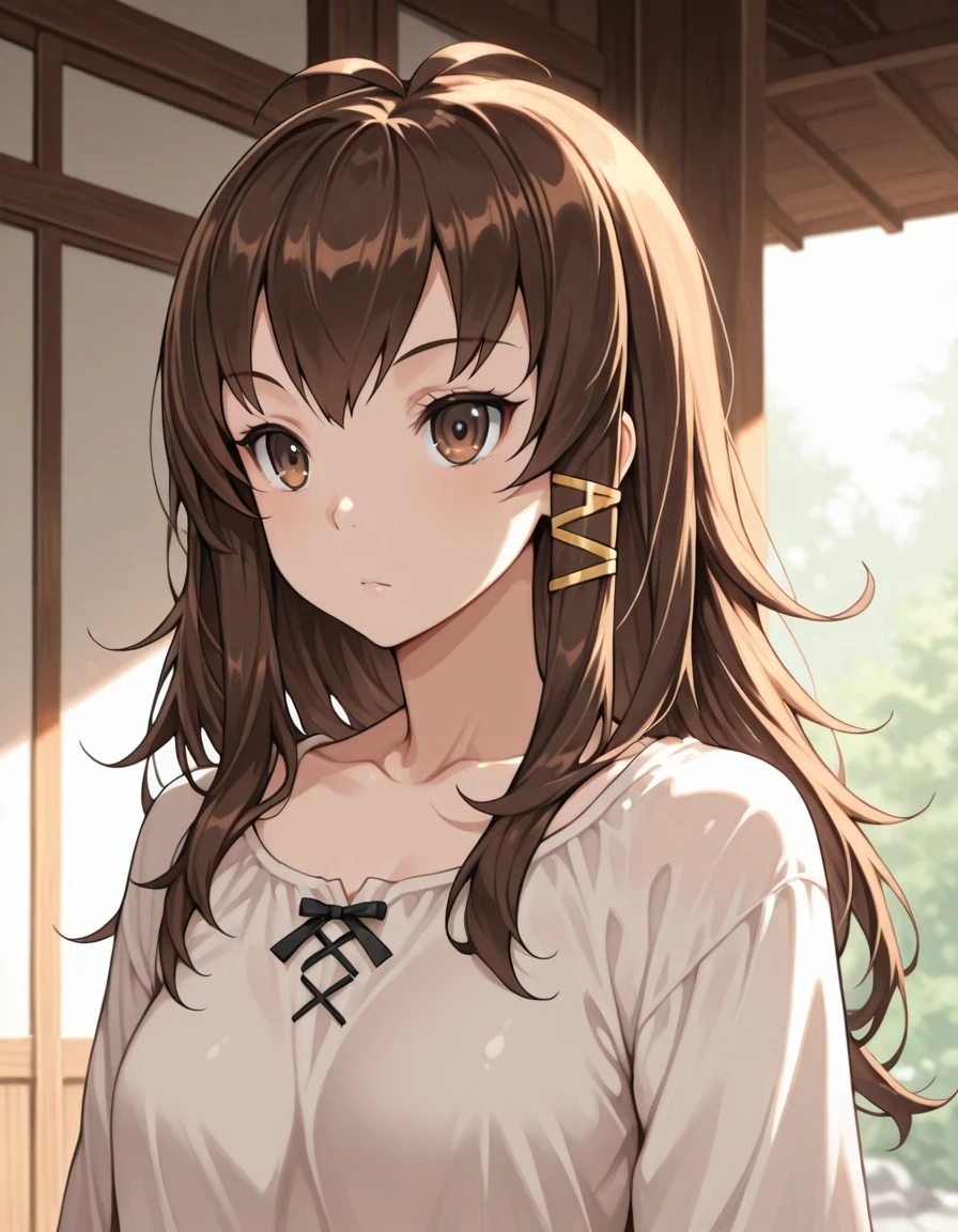 <lora:sw_yomi_IXL:1> 1girl,sw-yomi,brown hair,brown eyes,hair tubes
, best quality, masterpiece,