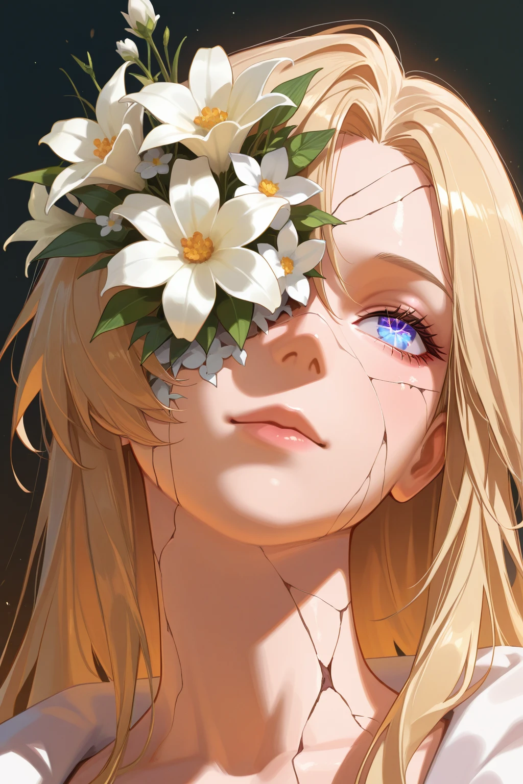 masterpiece, best quality, absurdres, safe
1girl, portrait, cracked skin, flower over eye
<lora:inward_itwasleo_il_2_d16_v2:1>