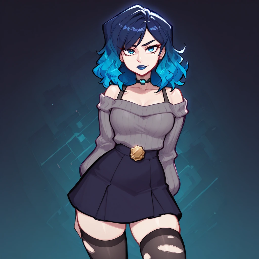 (masterwork, illustration, Ra3lyn, , award-winning, masterpiece, best quality, hyper-detailed, 8k uhd::1.4),
1girl, Ra3lyn.
A close-up illustration of Ra3lyn, heavily stylized with a drama layer, cyberpunk background
She is wearing an off-the-shoulder sweater, a skirt, ripped thighhighs, and a jacket.
Her hair has a gradient.
She is looking at the viewer.
Dark clothes.
<lora:OC_Rae_Character_LoRA:1>
<lora:BlushySpicy_Style_LoRA_-_Illustrious:1> blu5hy,
solo, off-the-shoulder sweater, skirt, ripped thighhighs, jacket, bra strap, gradient hair, face, close up, dark clothes, looking at viewer, city, night, heavily stylized, drama layer, amazing quality,