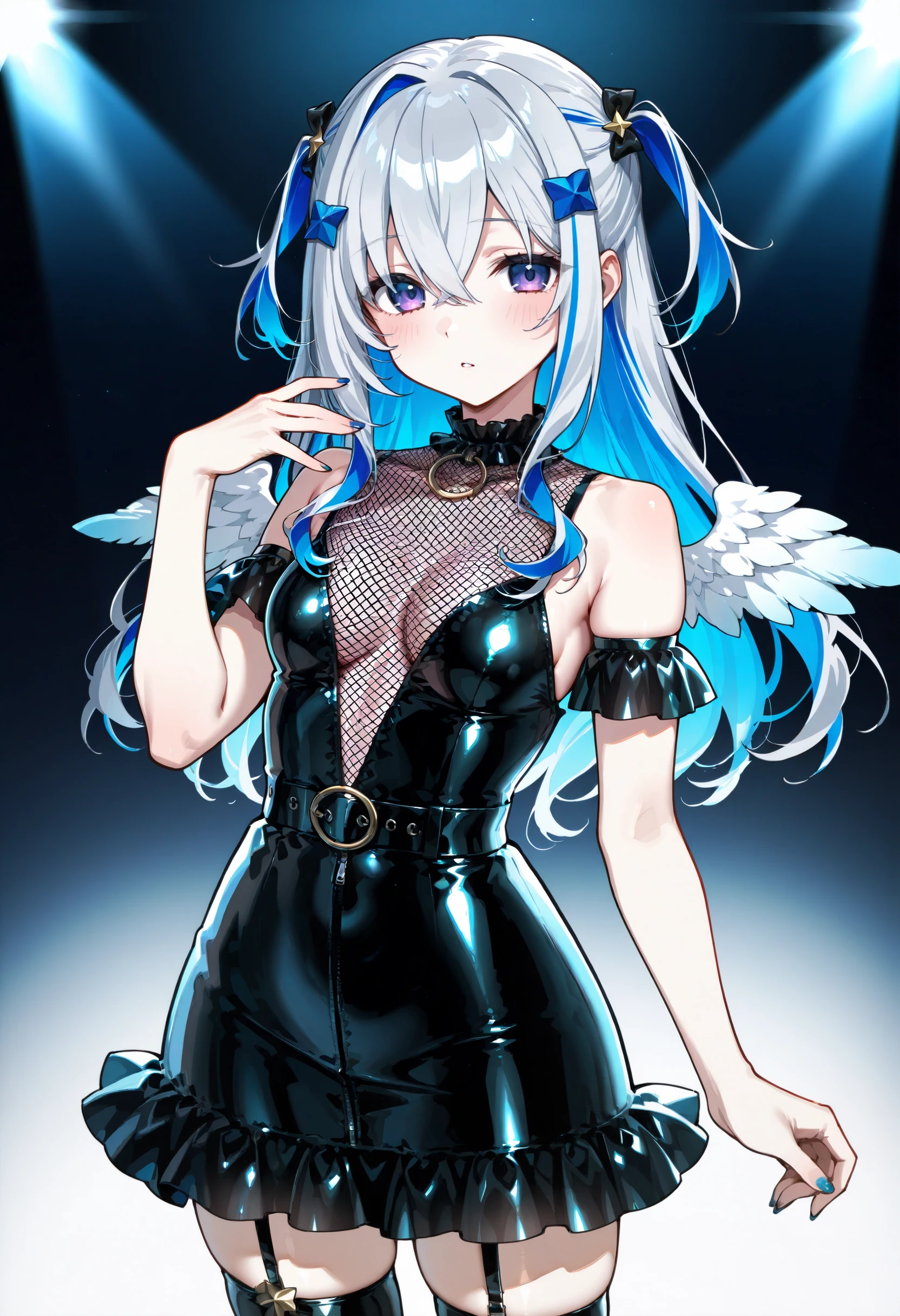 Latex Fishnet Ruffle Dress illust