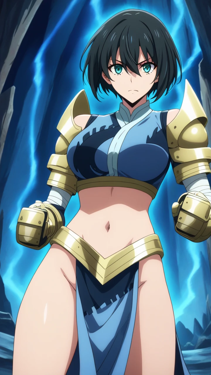 lying on back,spread legs,pubic hair,vagina,abs,muscular,topless,show off nipples,mole under mouth,(masterpiece, best quality:1.4), cinematic light, colorful, high contrast, (1girl), NanaShimura, boku no hero academia, yellow gloves, black hair, white cape, huge breasts, blue eyes, sleeveless, bodysuit, hair between eyes, belt