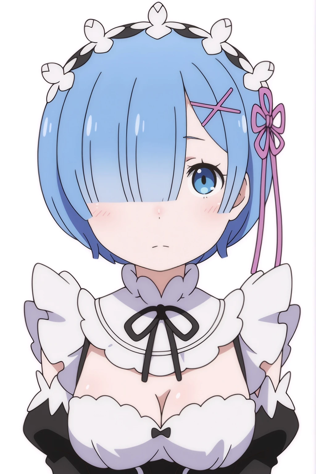 <lora:Rem:0.8> rem (re:zero), roswaal mansion maid uniform