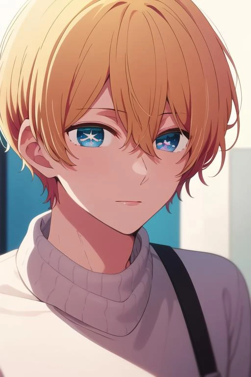 masterpiece, best quality, high quality, 1boy, solo, male focus, looking at viewer, upper body, <lora:hoshino_aquamarine:0.70>, hoshino_aquamarine, star-shaped_pupils,