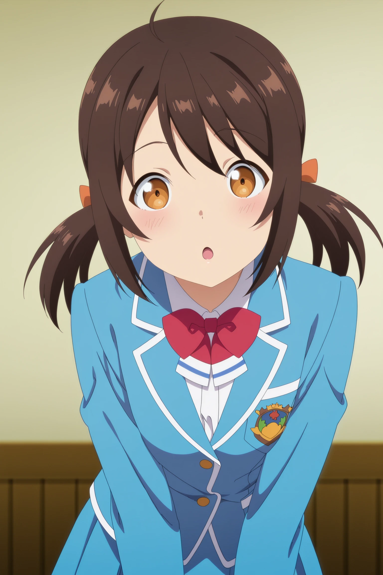 anime coloring, anime screencap, masterpiece, best quality, amazing quality, detailed face,
<lora:Suzu_Taniguchi_Arifureta:.9>
Suzu Taniguchi, 1girl, brown hair, twintails, blue school uniform, solo, bow, jacket, red bow, bowtie, :O, cowboy shot, looking at the viewer