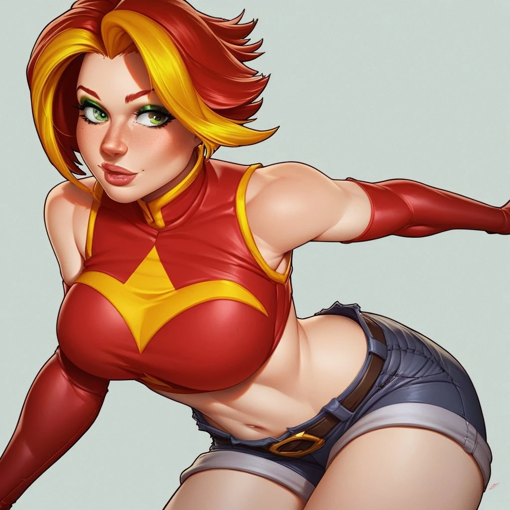 STICKER, (solid outline:1.2), (NSFW:1.2), Sunset Shimmer kneeling down wearing a red skirt with red shoes and black gloves on her hands, hands tied behind her back, ropes under her breasts, ball gag in her mouth, red heels, red thong, big bare breasts, black jacket open, breasts exposed, full body portrait, cowboy shot, full-length, Sunset Shimmer aged 25, smooth nipples, symmetrical breasts, bare breasts, big breasts, shoes visible, black gloves, detailed anime eyes, adesivo, fundo simples, full portrait, long wavy red and yellow hair, beautiful sunset shimmer girl, pony aesthetic, beautiful girl, very beautiful fantasy art, beautiful and elegant female pony girl, beautiful detailed fantasy, red and yellow colour palate, red and yellow colour-theme, vintage t-shirt design, in the style of hand drawing, 3D vector art, fantasy art, watercolour effect, Adobe Illustrator, hand-drawn, digital painting, low-poly, soft lighting, isometric style, retro aesthetic, focused on the character, 4K resolution