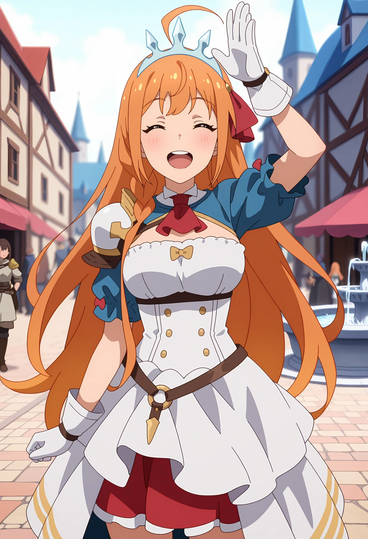 <lora:Annabelle:0.6>, Annabelle, 1girl, solo, blush, thighhighs, gloves, cleavage, sitting, closed eyes, fingerless gloves, cape, drinking, treasure chest