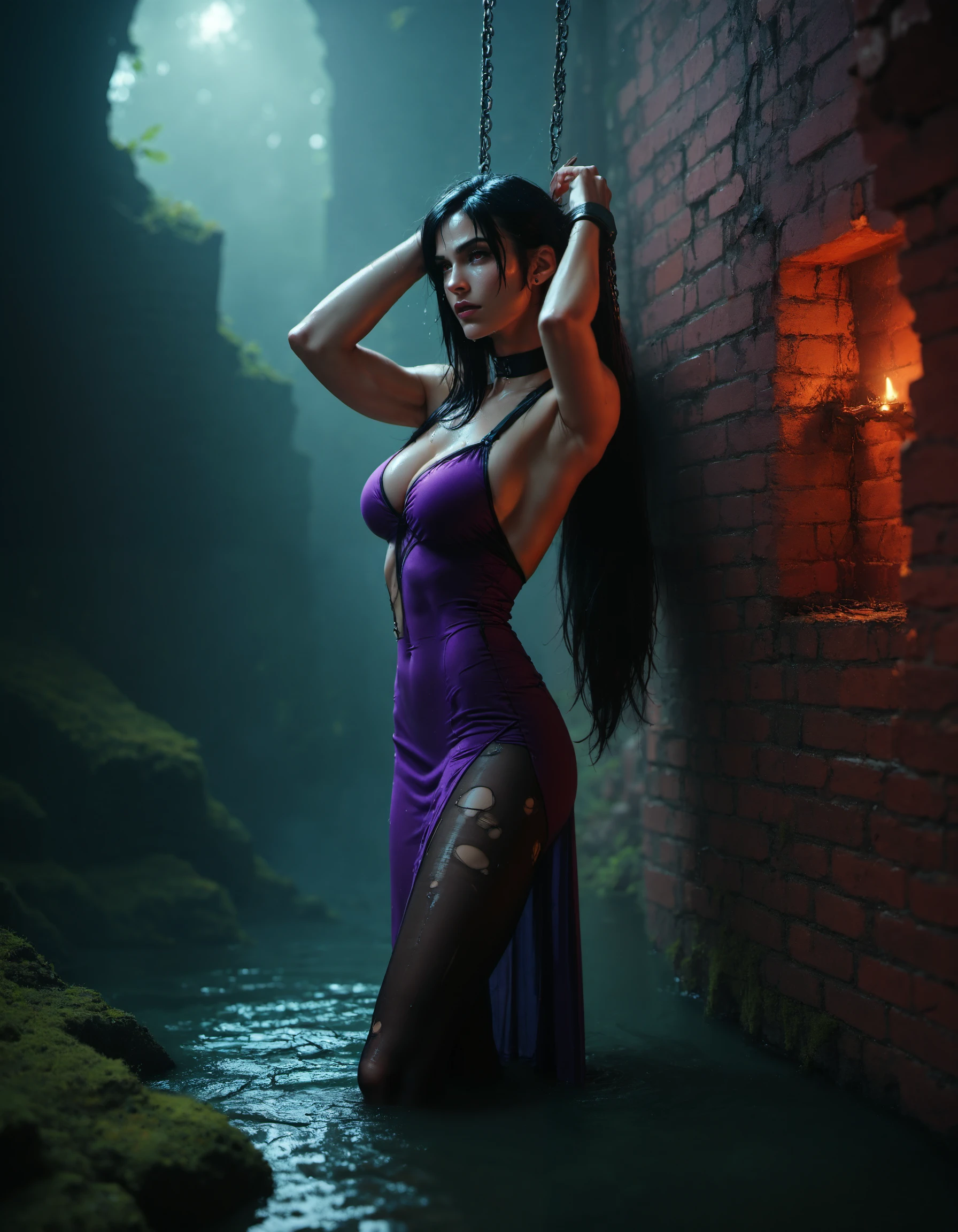 (full body photo+standing+looking at the viewer+from the front:2), (1+woman+mummy+bandaged :1.9), (breasts+extremely large+firm:1.9), (wearing black silk maid's clothes+almost no clothes+no skirt+extremely tight:+white fabric maid's headdress:1.5), (she's inside a hotel room on the balcony catching a wind:1.5), (she has short blue hair:1.3), (she has purple eyes:1.3), (body+clothing+hair+tramsparent+wet+water:1.5), (doing pose+exhibitionist+sensual+herotic+for viewer:1.5), Anime, Anime Style, 16k, best quality, award winning, high quality, UHD