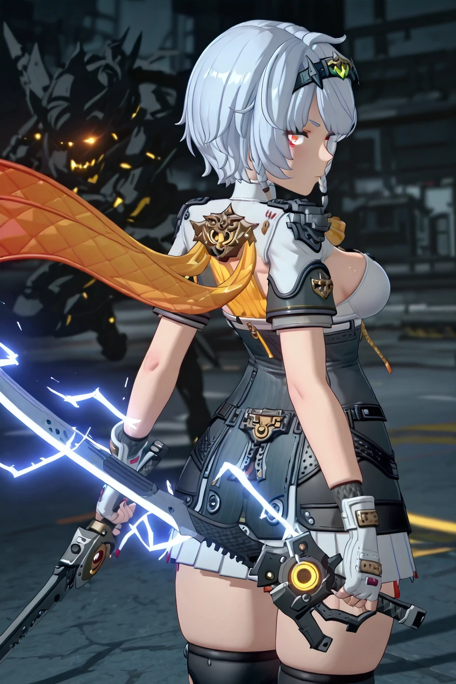 detailed background, posing,
<lora:obolsq.il:1>,
obolsq,
anby,
large breasts,
holding weapon, look back, glowing eyes, fight stance,
dark background, black background, shadow, night,
blue lightening, effects, shining,
