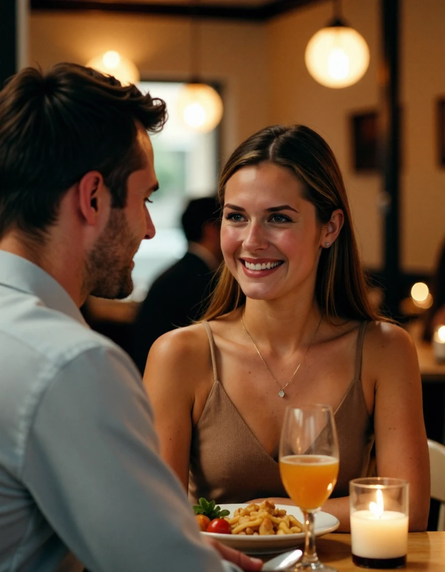 ((Highest quality、、masterpiece:1.3))、1 male、1 female、spouse、Beautiful couple、smile、full-course dinner、 (Slim face), (the body is スリム), (Brown Hair), (Shortcuts), ((Bob Hale、Straight hair:1.2)), テーブルの上のwine glass、Put the light on your face、 Amazing view of the sunset sky and clouds、smileの美しさ、Bright image、Blushing, Shortcuts, (43 years old), 39 years old, Appetizers、Italian food、Wine bottle、Champagne、sparkling wine、Long sleeve shirt、dress、Attractive beauty、restaurant, Nova Frog Style, actress, model, Upper Body, White wine, red wine, wine glass,