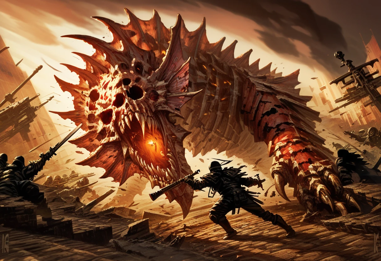 fantasy,Monster Wars. Monsters,breathingfire,Discharge of,The ground shook,best qualtiy,tmasterpiece,Works of masters,super-fine,16K resolution,Red,Detailed pubic hair,Accurate,