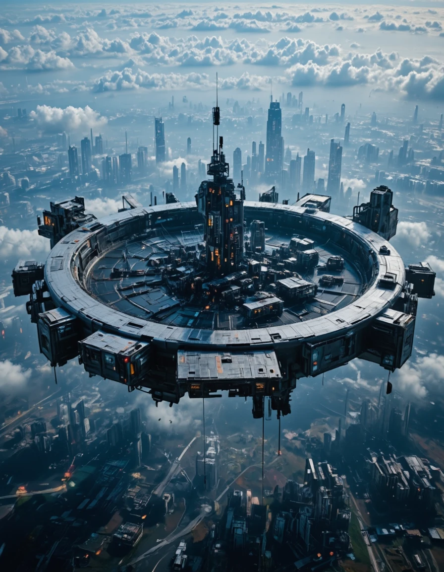 <lora:Space_Stations_ST01_Flux:0.7> st01, space station, in space, far above ground, lights, city on space station, lights, landing platforms, cyberpunk, above sky, kanji, war paint, white