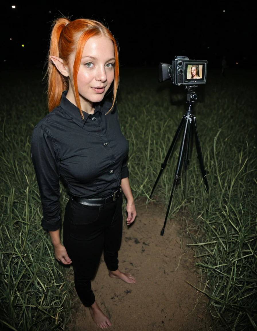 ,(realistic,photorealistic),(masterpiece,best quality,highres,absurdres),photo, cosplay photo,, looking at viewer, real life, raw photo, flash photo, hard light, hard shadow, webcam photo, amateur, depth of field, field, amateurquironn 1girl, amateurquironn,
, <lora:amateurQuiron_Style_iLus:1> 1girl, solo, straight-on, full body, concert, night, full moon, leaning on object, orange hair, long hair, ponytail, green eyes, elf, pointy ears, scientist outfit, bare feet, medium breasts, skin fang,
from above, , floating, ,
horror hell,