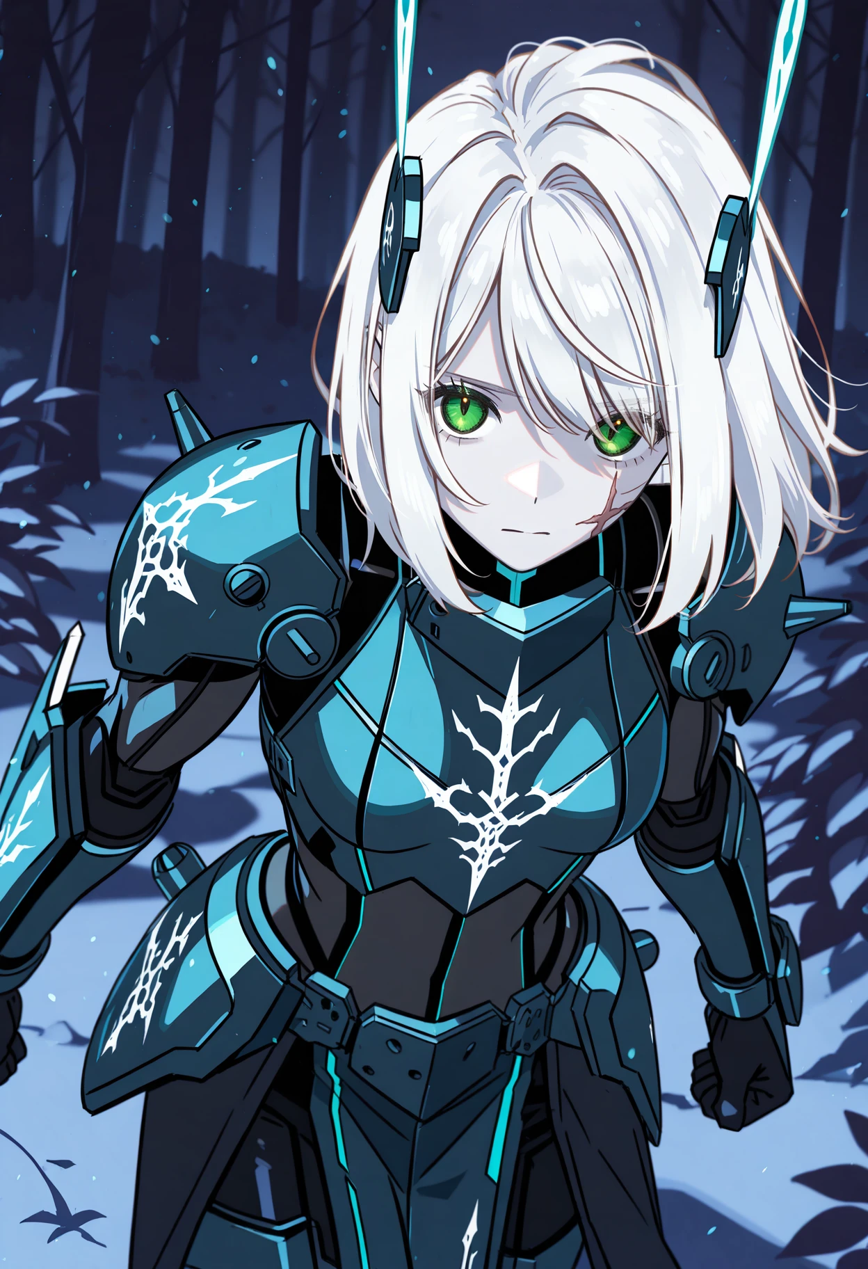 lineart, pencil art,
action pose, dramatic lights,
1girl, pale skin, white hair, medium hair, swept bangs, green eyes, muscle girl, scars on face, small breasts,
scf-fi armor, matte black metal, synthetic feathers, cloaked in a shadow, rune garment, luminescent threads, tellow hue,
high-tech design, misty forest at night, twisted trees, bioluminescent plants,
<lora:hamafuguIL-style:1.2>,hamafugustyle,