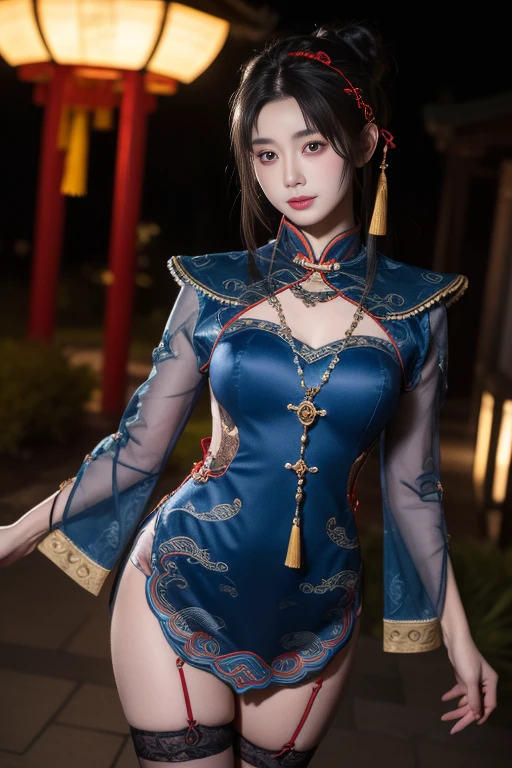 (((long Traditional Chinese costumes outfit comes off))),(((view full body))),(((glamorous body shape))),(((bare inner thigh)))、(((show side breast))),(((detached sleeves))),(((over-kneehighs))),ulzzang-6500-v1.1, (Raw photo:1.2), (Photorealsitic:1.4), a beautiful detailed girl, extremely detailed eye and face, beautiful detailed eyes, ultra-detailed, High resolution, top-quality, ​masterpiece, ighly detailed, 8k wallpaper, magnifica, finely detail, top-quality, Light on the face,电影灯光,1girl in,(Forbidden City during the Ming Dynasty),Beautiful eyes,a smile,Opening Mouth、Show panties、Bite into your panties