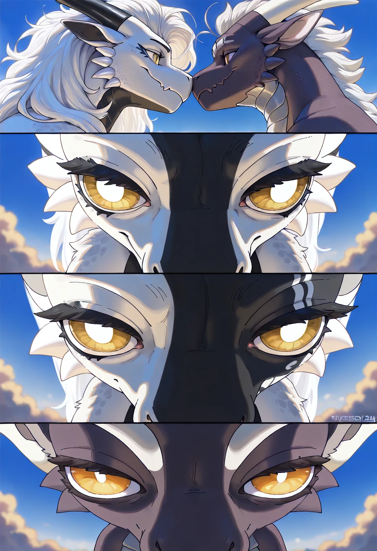 gray hair, gray long hair, ((yellow eyes)), eye patch, (((muscular))), big breasts, happy, (tanned skin), ((black clothes)), sexy, Ghislaine Dedoldia of Mushoku Tensei, fur-trimmed jacket, green pants, open fly, open belt, bikini top only, red choker, cat ears