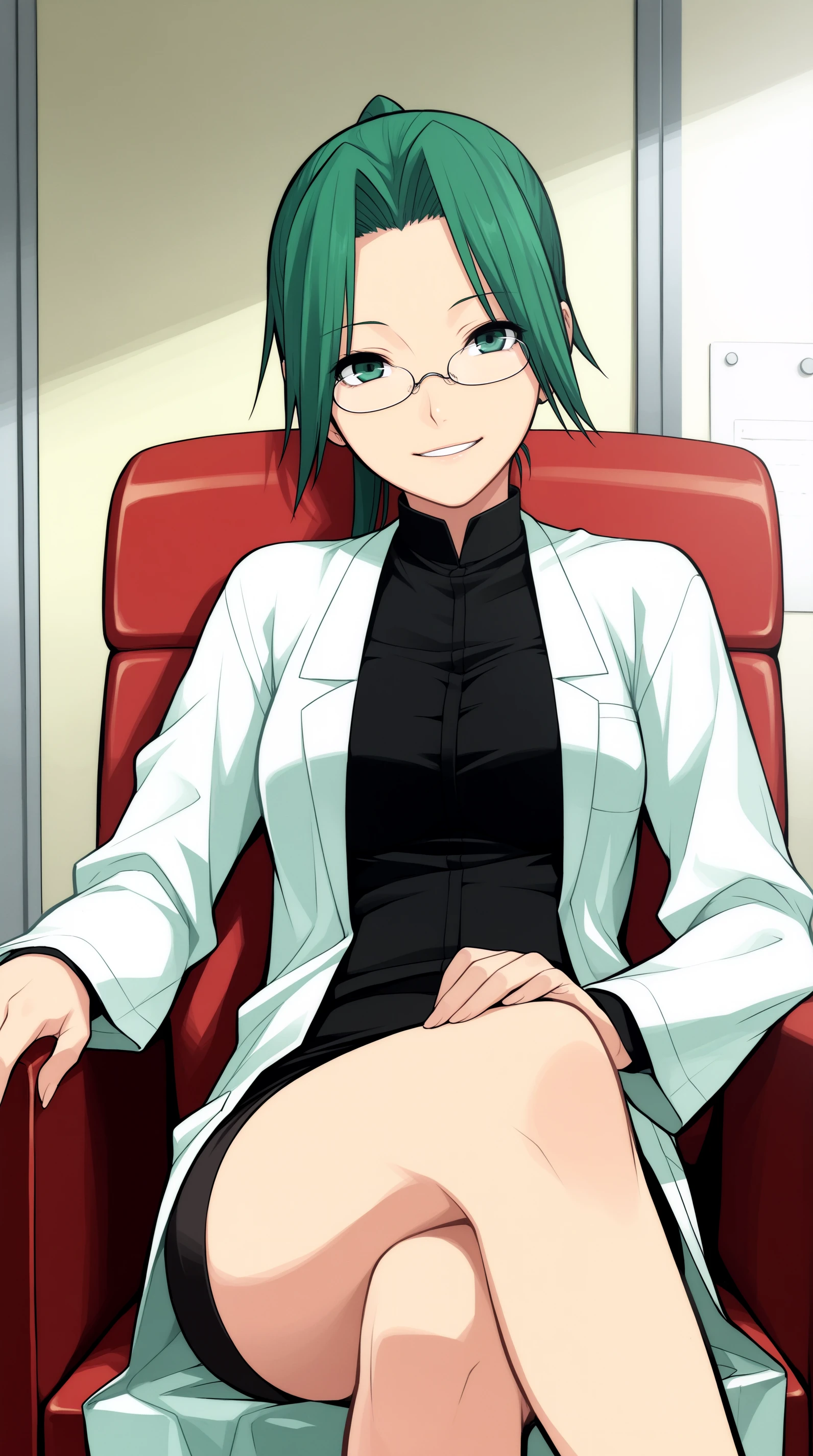 score_9, score_8_up, score_7_up,anime_source, source_anime, best background, detailed background, anime screencap,  Oikawa, 1girl, bookshelf, breasts, legs apart, smug, blush, victory fingers, v fingers, :p, lab coat, sitting, solo, dynamic angle, dynamic camera, <lora:JN_Urara_Oikawa:0.8>