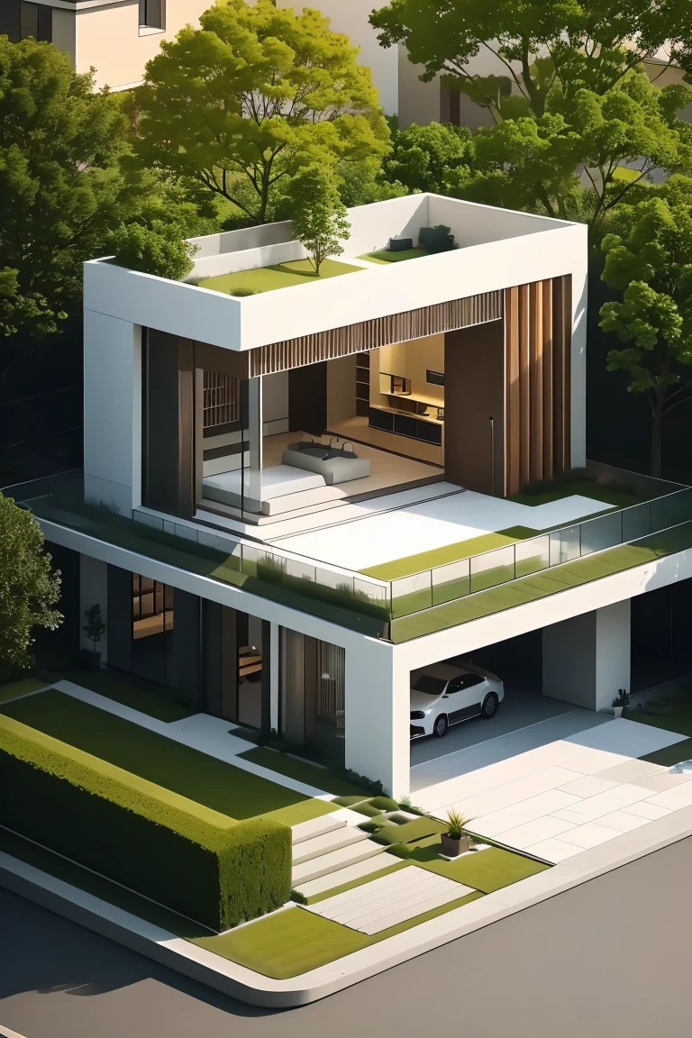 <lora:JJsIsometricHouse:1> ,((isometric house)),scenery, tree, stairs, window, plant, door, building, outdoors, potted plant, house, grass, ground vehicle, motor vehicle, simple background