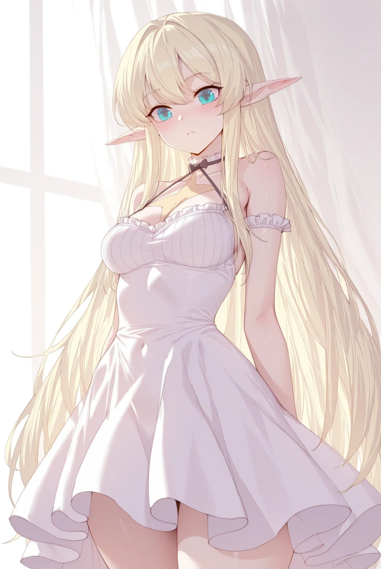 ((masterpiece)) 1 demon girl, ((very sexy)), (pink colors),(long white garments), (flirty face), (egocentric smile), (simple design), horns, Witch hat, Clenching fists, (anime style)