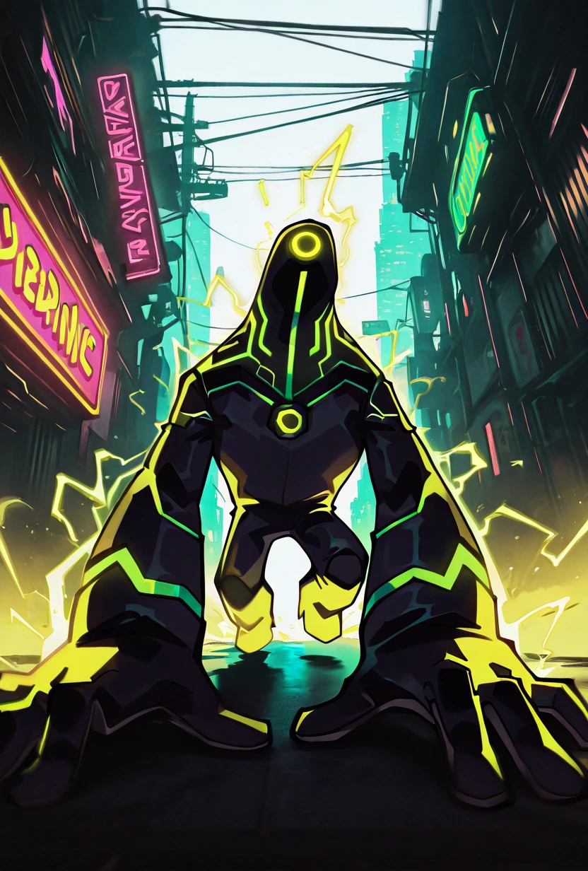 <lora:upgrade-08:1> upgrade, solo, no humans, neon trim, green strips, no humans,, dynamic pose,  <lora:sakfsdajfkasd:1> alpharecdyt, charging up electricity,  cyberpunk city, neon lights, masterpiece, best quality, amazing quality, very aesthetic, absurdres, newest,