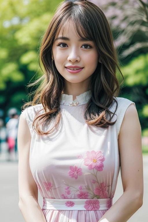 1girl,,(RAW photo, best quality), (realistic, photo-realistic:1.4), masterpiece, an extremely delicate and beautiful, extremely detailed, 2k wallpaper, Amazing, finely detail, extremely detailed CG unity 8k wallpaper, ultra-detailed, highres, soft light, beautiful detailed girl, extremely detailed eyes and face, beautiful detailed nose, beautiful detailed eyes,cinematic lighting,perfect anatomy,slender body
(at yoyogi park), (spring scenery),(yoyogi gyoen park in tokyo) (sakura flowers in full bloom:1.1)
<lora:more_details:0.5> (more details:1.1)
(wearing pink avant garde collared dress with floral motif) (long dress) (collared dress:1.3)
smiling
(free poses)
<lora:izumirikaV2_lora:0.8>