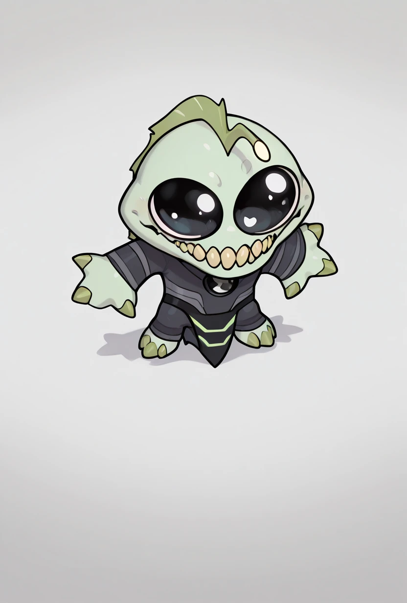 <lora:ripjaws-08:1> ripjaws, sharp teeth, solo, claws, 1boy, light green skin, <lora:silly-guy-il:1> mikus-concept, full body, big eyes, chibi, masterpiece, best quality, amazing quality, very aesthetic, absurdres, newest,