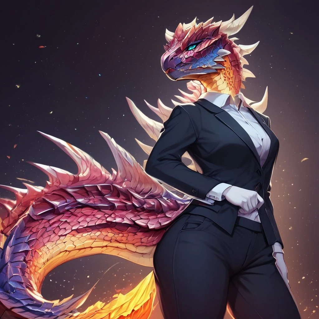score_9, score_8_up, score_7_up, score_6_up, semi-realistic artwork, high quality, vibrant colors, best quality rendering, intricate details, high resolution, sharp focus, best render quality,Bastion Style Mix 2,solo
1girl,furry,anthro,Glavenus,spikes,detailed scales,detailed body,tail blade,long tail,teacher outfit,pants,
