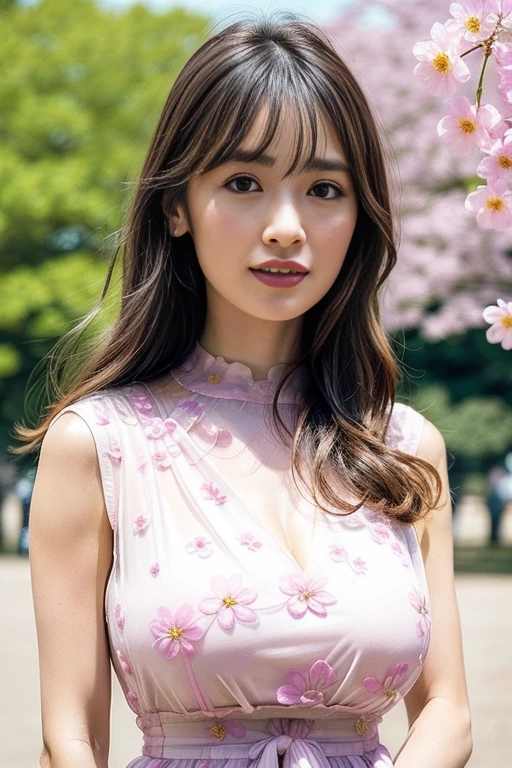 1girl,,(RAW photo, best quality), (realistic, photo-realistic:1.4), masterpiece, an extremely delicate and beautiful, extremely detailed, 2k wallpaper, Amazing, finely detail, extremely detailed CG unity 8k wallpaper, ultra-detailed, highres, soft light, beautiful detailed girl, extremely detailed eyes and face, beautiful detailed nose, beautiful detailed eyes,cinematic lighting,perfect anatomy,slender body
(at yoyogi park), (spring scenery),(yoyogi gyoen park in tokyo) (sakura flowers in full bloom:1.1)
<lora:more_details:0.5> (more details:1.1)
(wearing pink avant garde sheate dress with floral motif) (long dress) (collared dress:1.3)
smiling
(free poses)
<lora:izumirikaV2_lora:0.8>