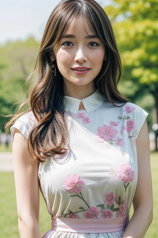 1girl,,(RAW photo, best quality), (realistic, photo-realistic:1.4), masterpiece, an extremely delicate and beautiful, extremely detailed, 2k wallpaper, Amazing, finely detail, extremely detailed CG unity 8k wallpaper, ultra-detailed, highres, soft light, beautiful detailed girl, extremely detailed eyes and face, beautiful detailed nose, beautiful detailed eyes,cinematic lighting,perfect anatomy,slender body
(at yoyogi park), (spring scenery),(yoyogi gyoen park in tokyo) (sakura flowers in full bloom:1.1)
<lora:more_details:0.5> (more details:1.1)
(wearing pink avant garde collared dress with floral motif) (long dress) (collared dress:1.3)
smiling
(free poses)
<lora:izumirikaV2_lora:0.8>